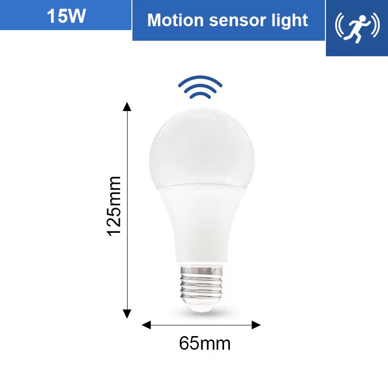 Energy-Efficient PIR Motion Sensor LED Bulb - 6W to 20W E27 for Home, Stair, and Pathway Lighting