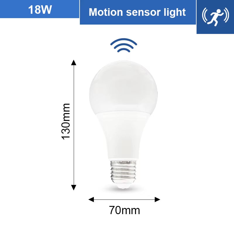 Energy-Efficient PIR Motion Sensor LED Bulb - 6W to 20W E27 for Home, Stair, and Pathway Lighting