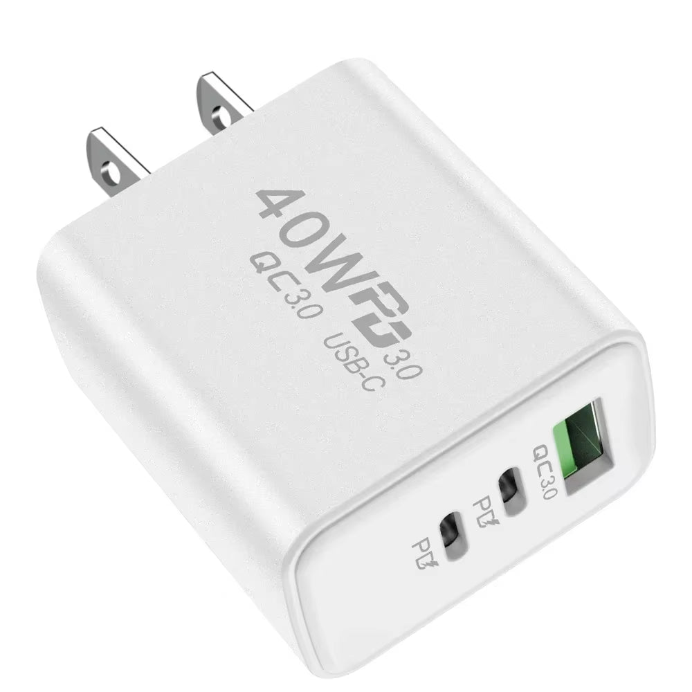 40W USB C Fast Charger - High-Speed PD Quick Charge 3.0 Wall Adapter with Multiple Ports for iPhone & Xiaomi