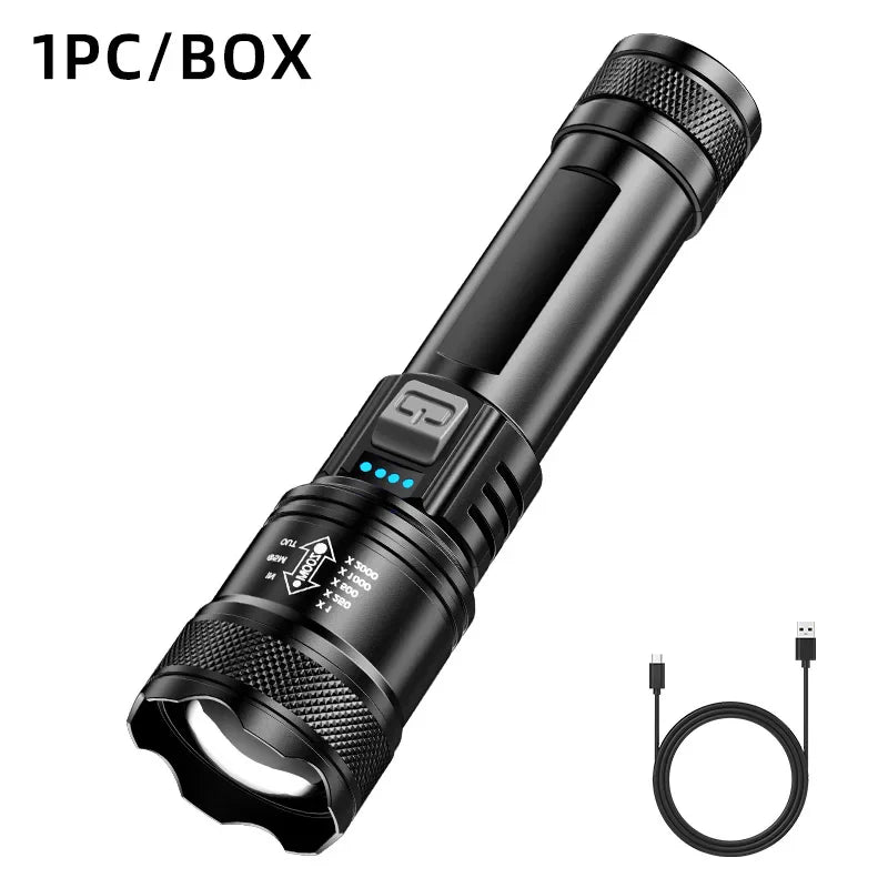 Ultimate USB Rechargeable LED Flashlight with Telescopic Zoom - Perfect for Outdoor Adventures, Camping, and Fishing!