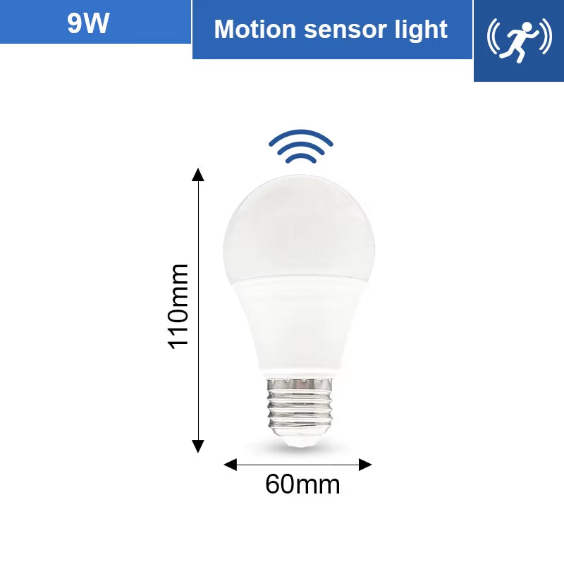 Energy-Efficient PIR Motion Sensor LED Bulb - 6W to 20W E27 for Home, Stair, and Pathway Lighting