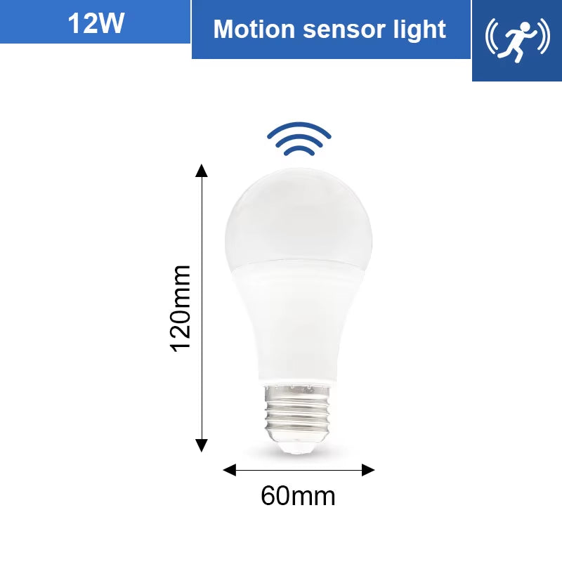 Energy-Efficient PIR Motion Sensor LED Bulb - 6W to 20W E27 for Home, Stair, and Pathway Lighting